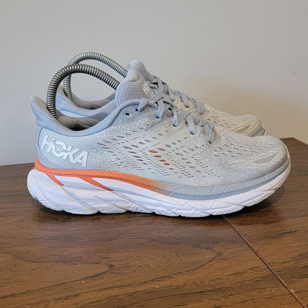 Hoka Athletic Shoes in Gray and Orange